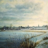 Wintergezicht op IJsselstein vanaf Nedereindse plas o o l 70x70cm 1999