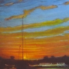 Zonsondergang in jachthaven Marnemoende IJsselstein o ol 60x40cm 2008