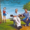 Portret van 2 broers met hun overleden zusje o o l 40x50cmm 2007